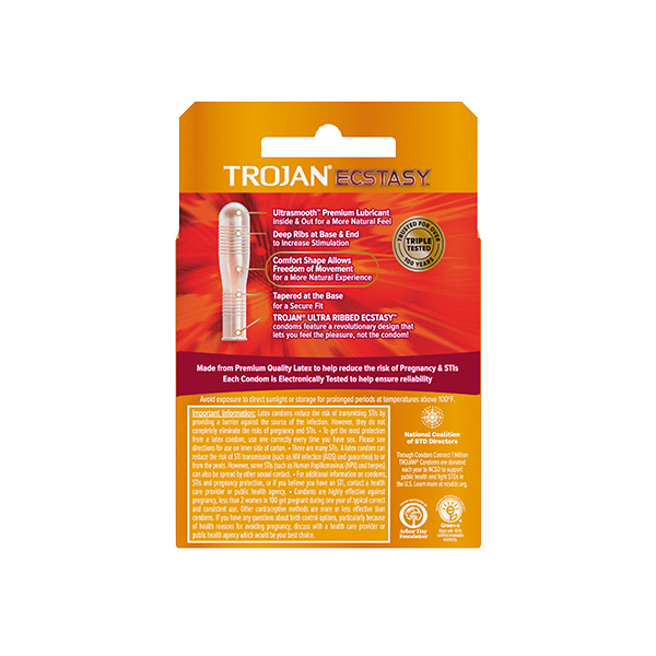 Condones Trojan ECSTASY (3 Unidades) - Los condones trojan son de diferentes tallas y formas. Ademas tienen lubricantes por ambos lados - Sweetshopchile.c;l